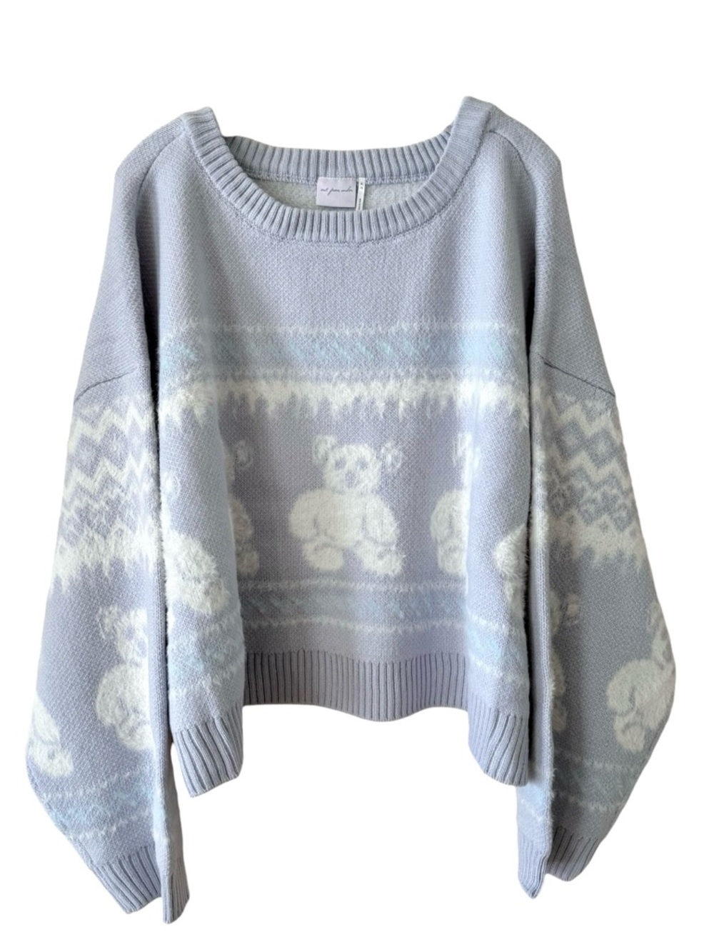 Urban Outfitters Fuzzy Bears Cropped Fair Isle Sweater